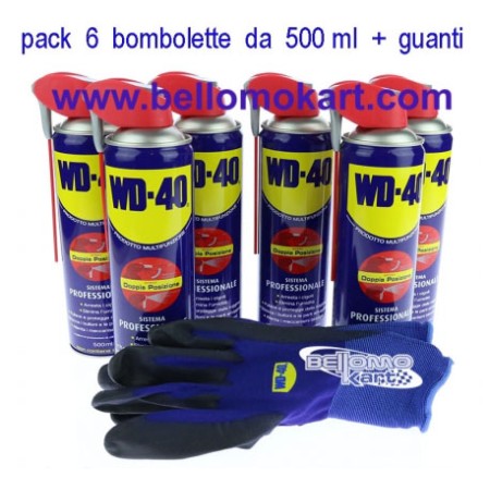 wd-40 pack 6 bombolette 500 ml + guanti