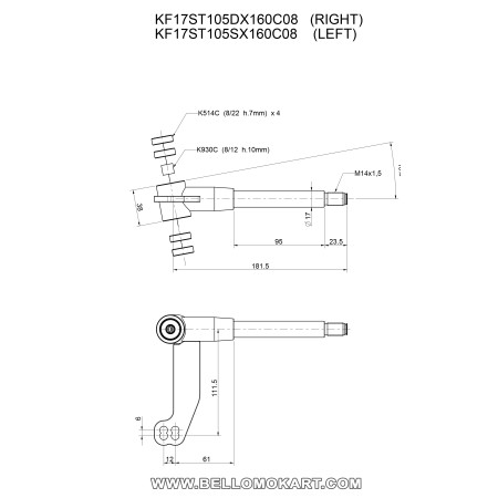 disegno tecnico fusello medio 17 mm