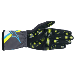 Tech-1 K Race V2 graphic gloves Alpinestars Black/Cyan/Yelllow Fluo